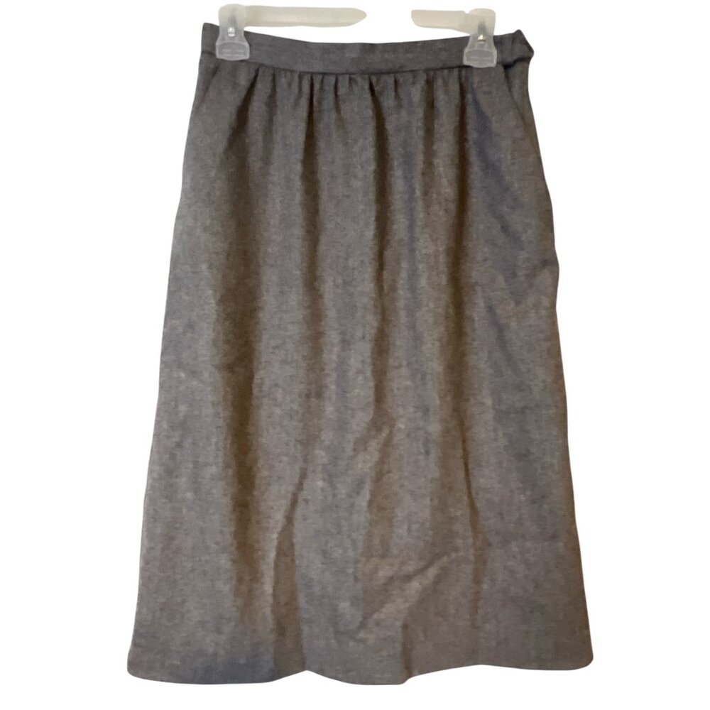 Vintage Gray Wool Career Skirt Size 12 Midi Length Pockets JH Collectibles